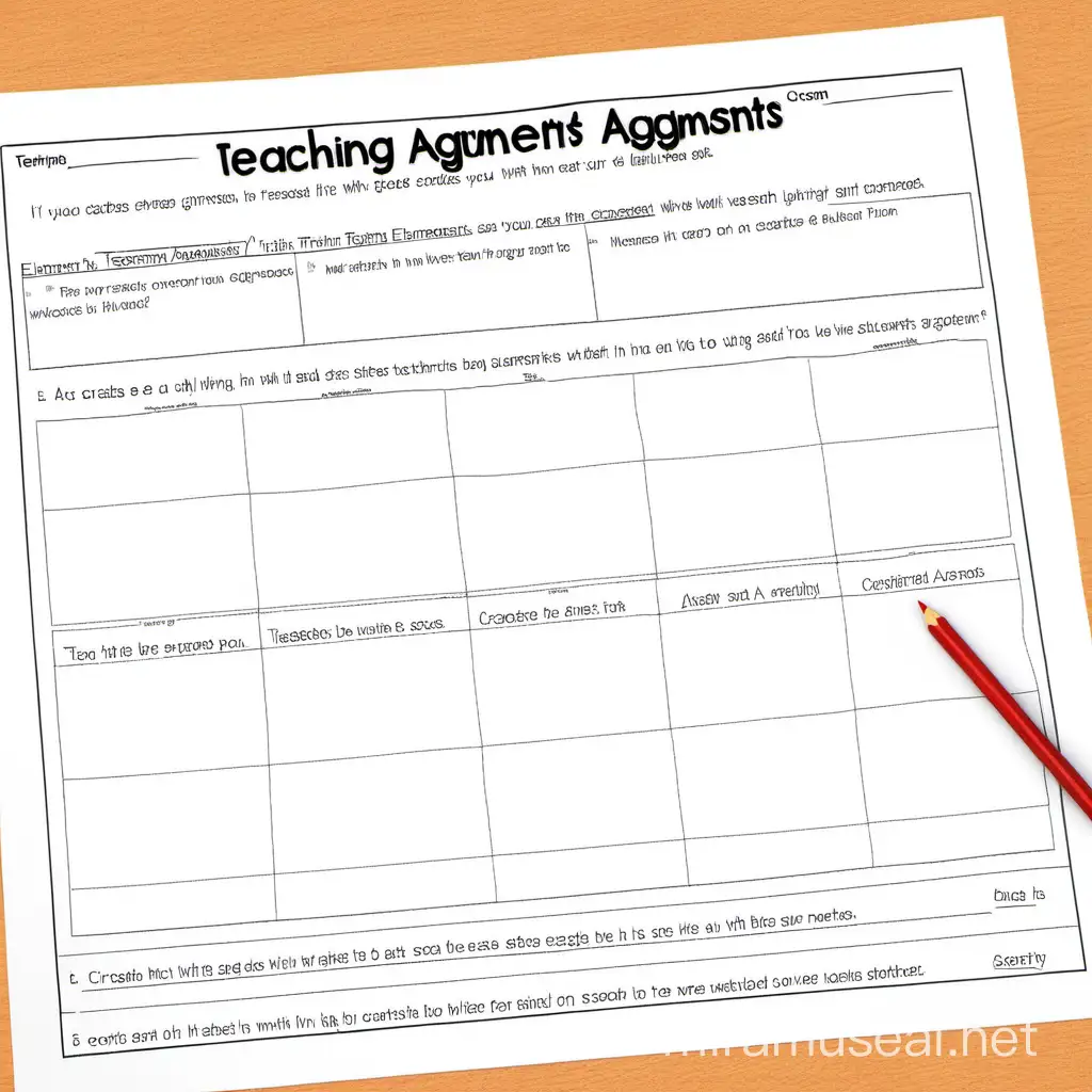 create a template for teaching arguments in 4th grade elementary classroom