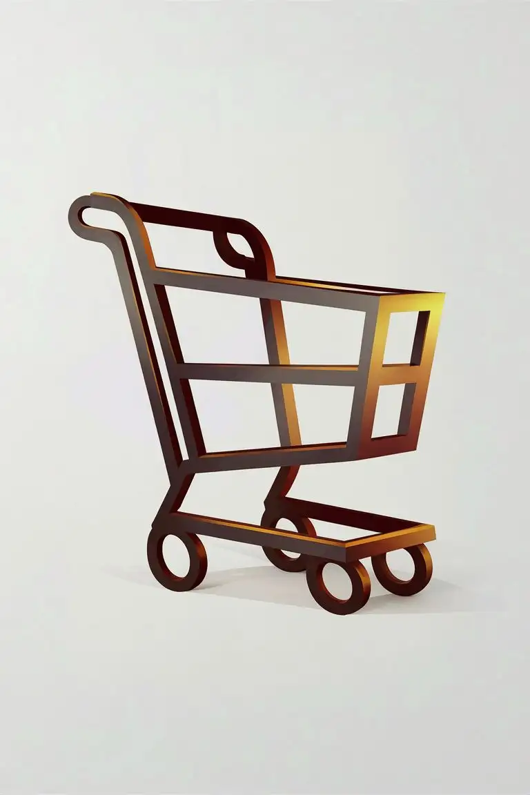 3d shopping cart vector in the most artistically minimalistic form possible