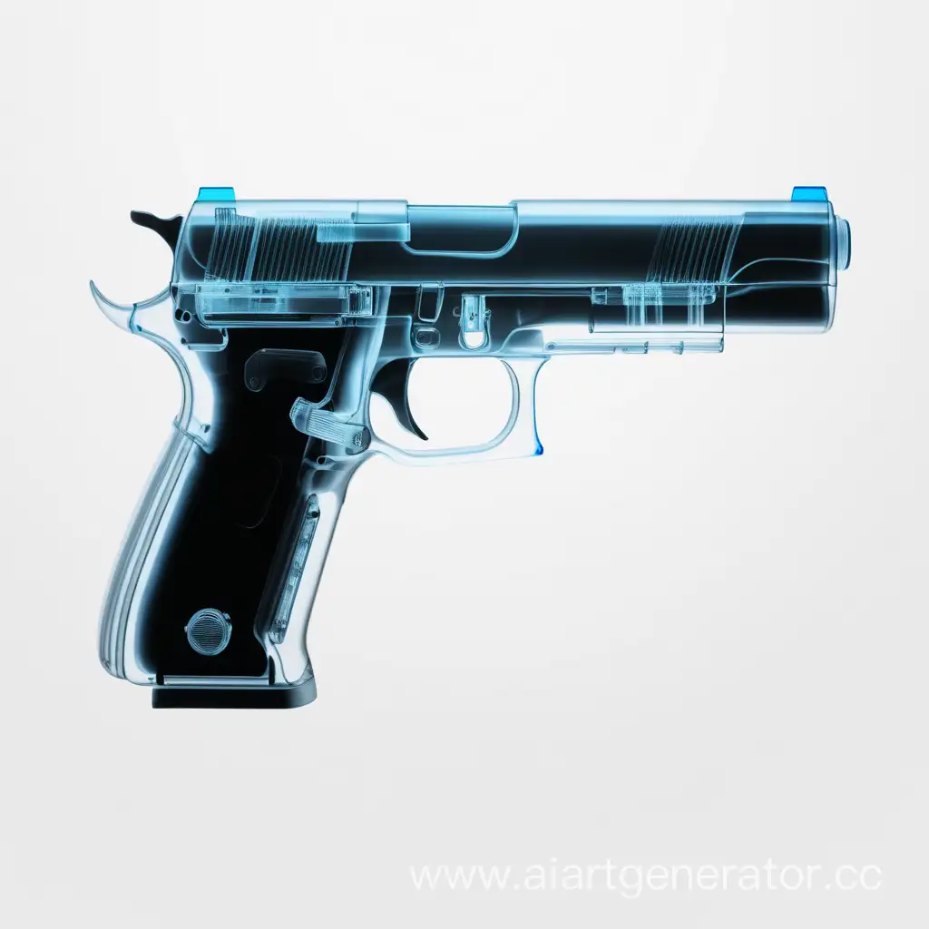 Detailed-Xray-Image-of-Pistol-on-White-Background