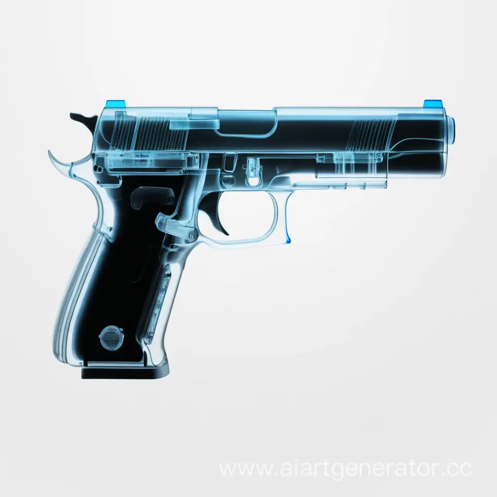 X-ray of a pistol on a white background