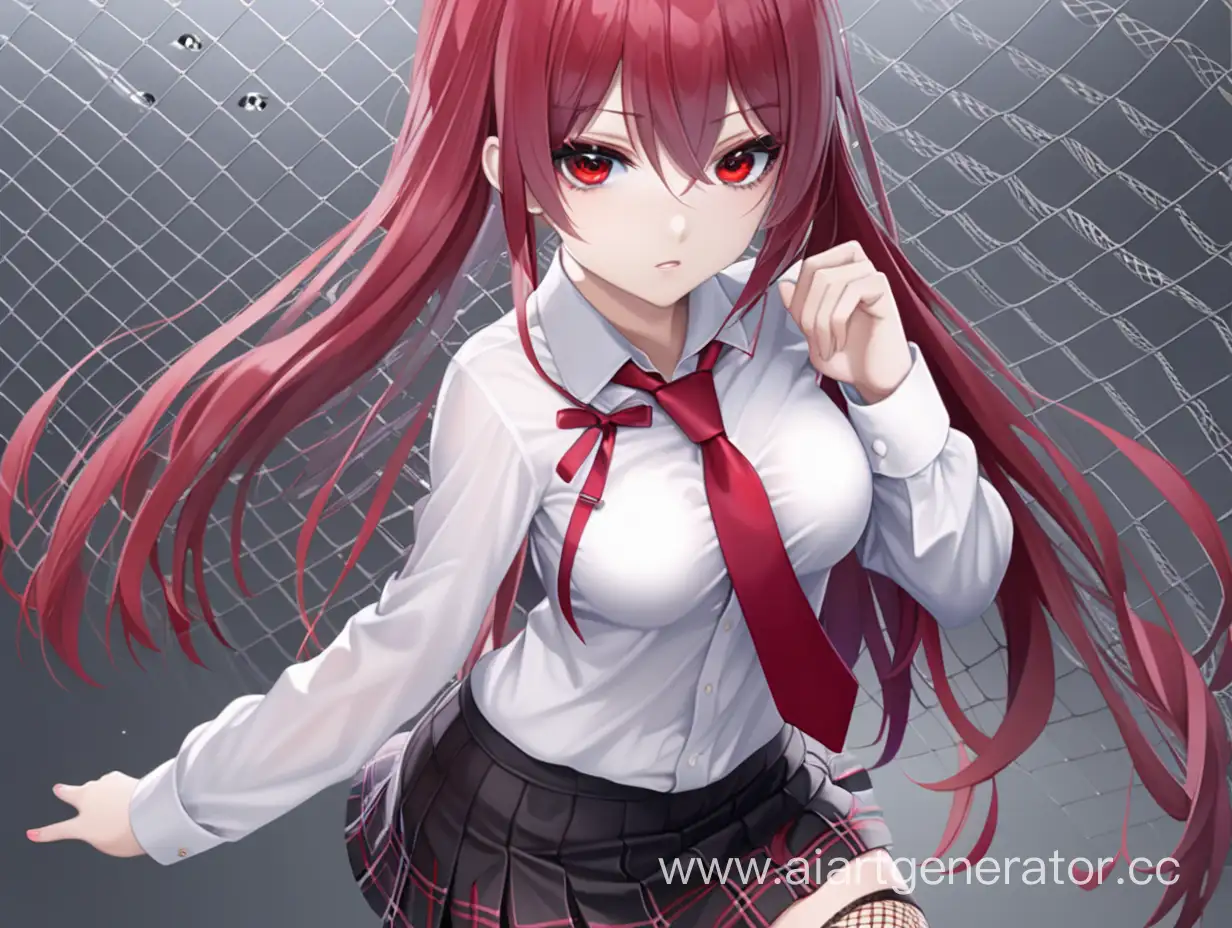 Anime-Girl-with-Red-Eyes-and-Ashy-Hair-Standing-in-White-Shirt-and-Red-Tie