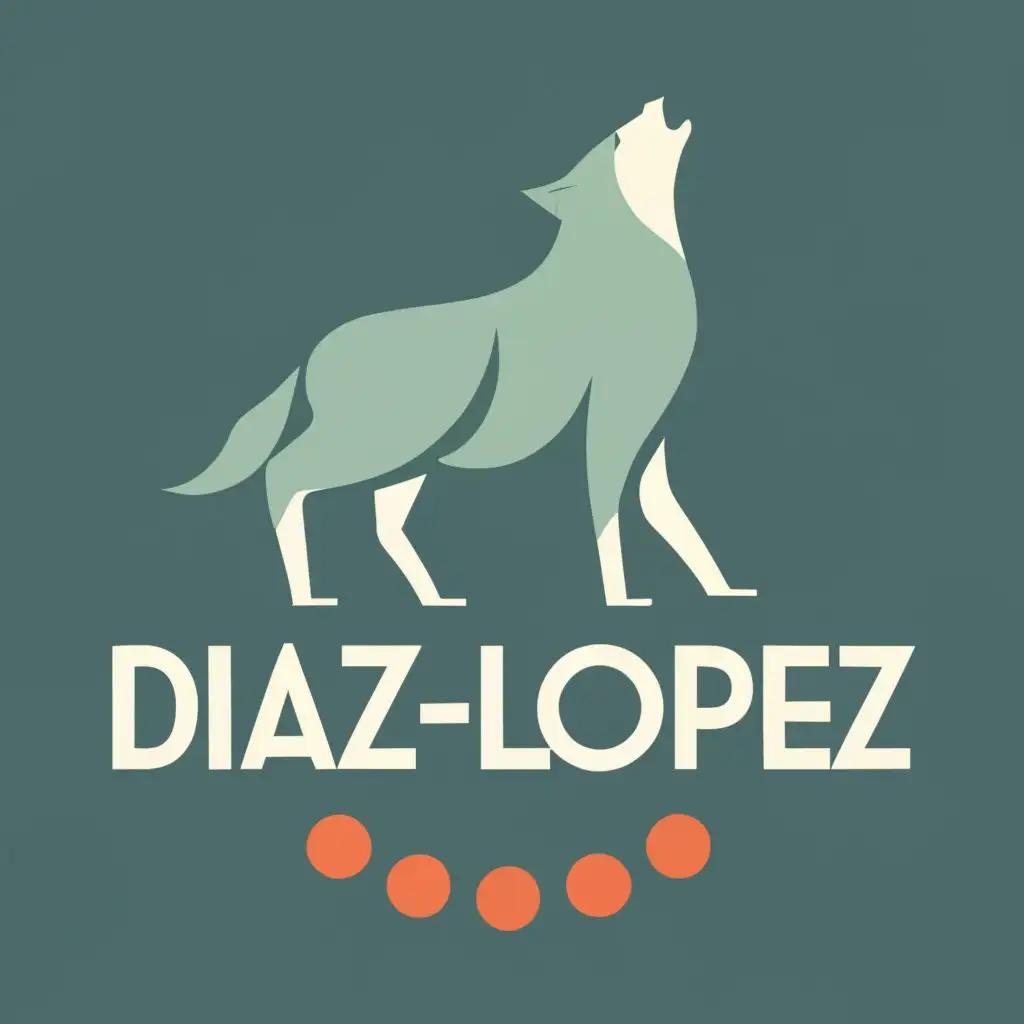 logo, a wolf, with the text "Diaz-Lopez", typography