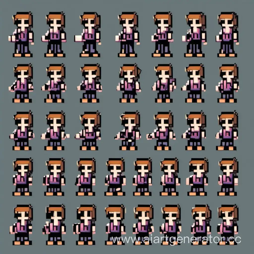 a normal person, character sprite, pixel art
