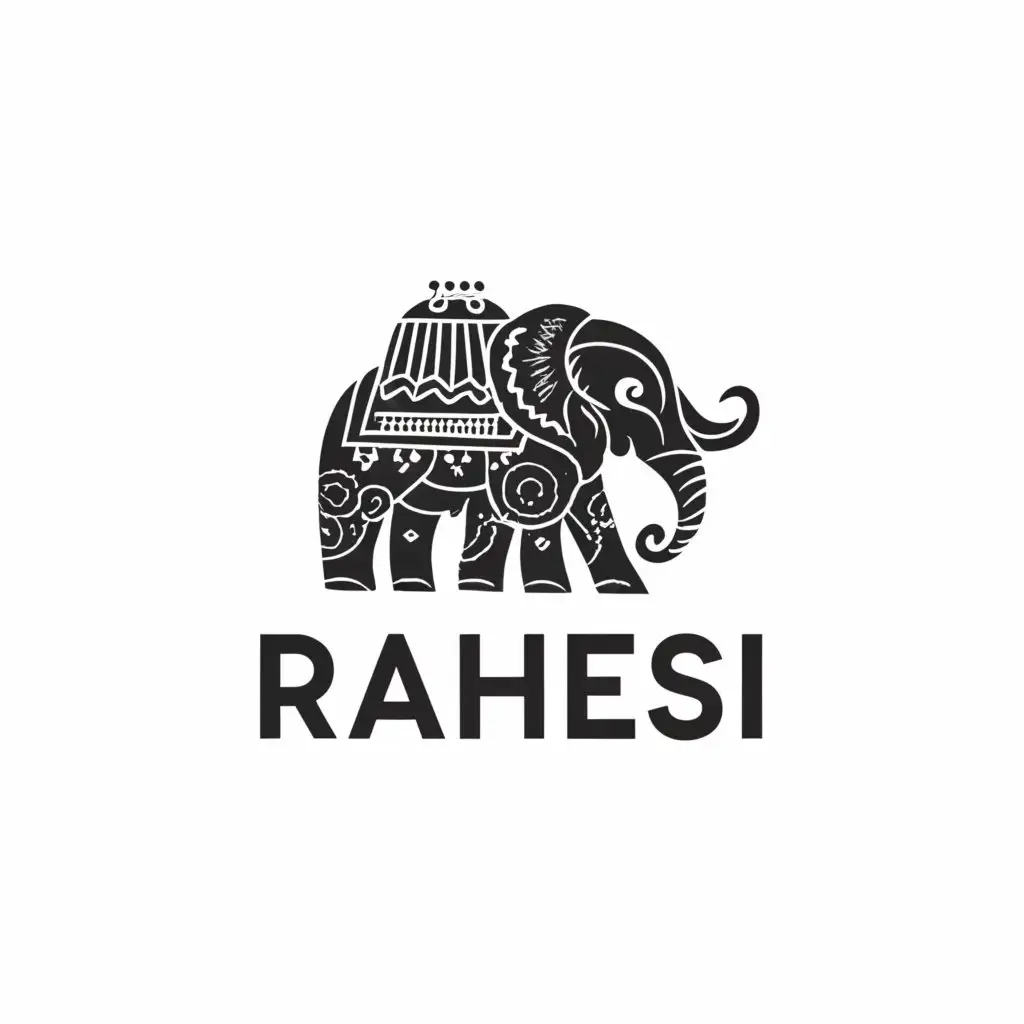 a logo design,with the text "RAHESI", main symbol:elephant with king's cart over it,Moderate,clear background