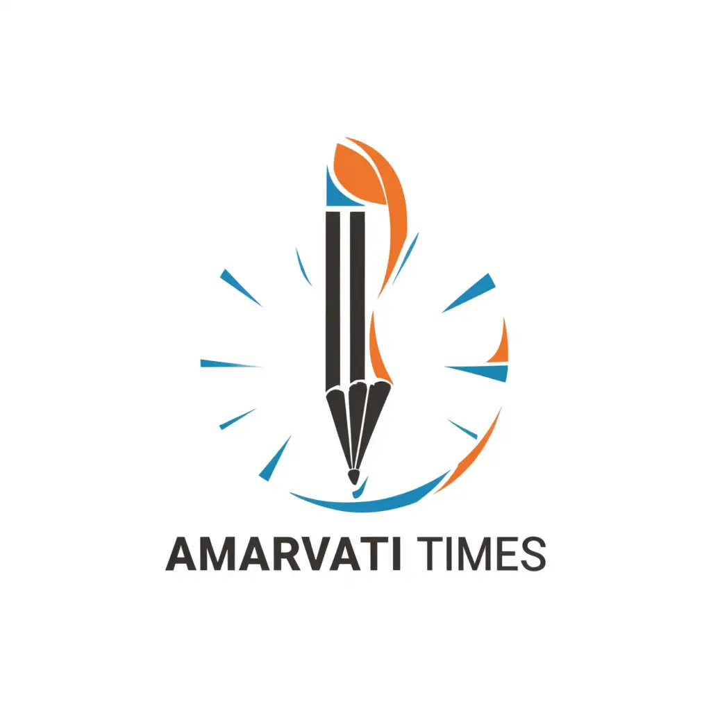 a logo design,with the text "Amaravati Times", main symbol:pen,Moderate,clear background
