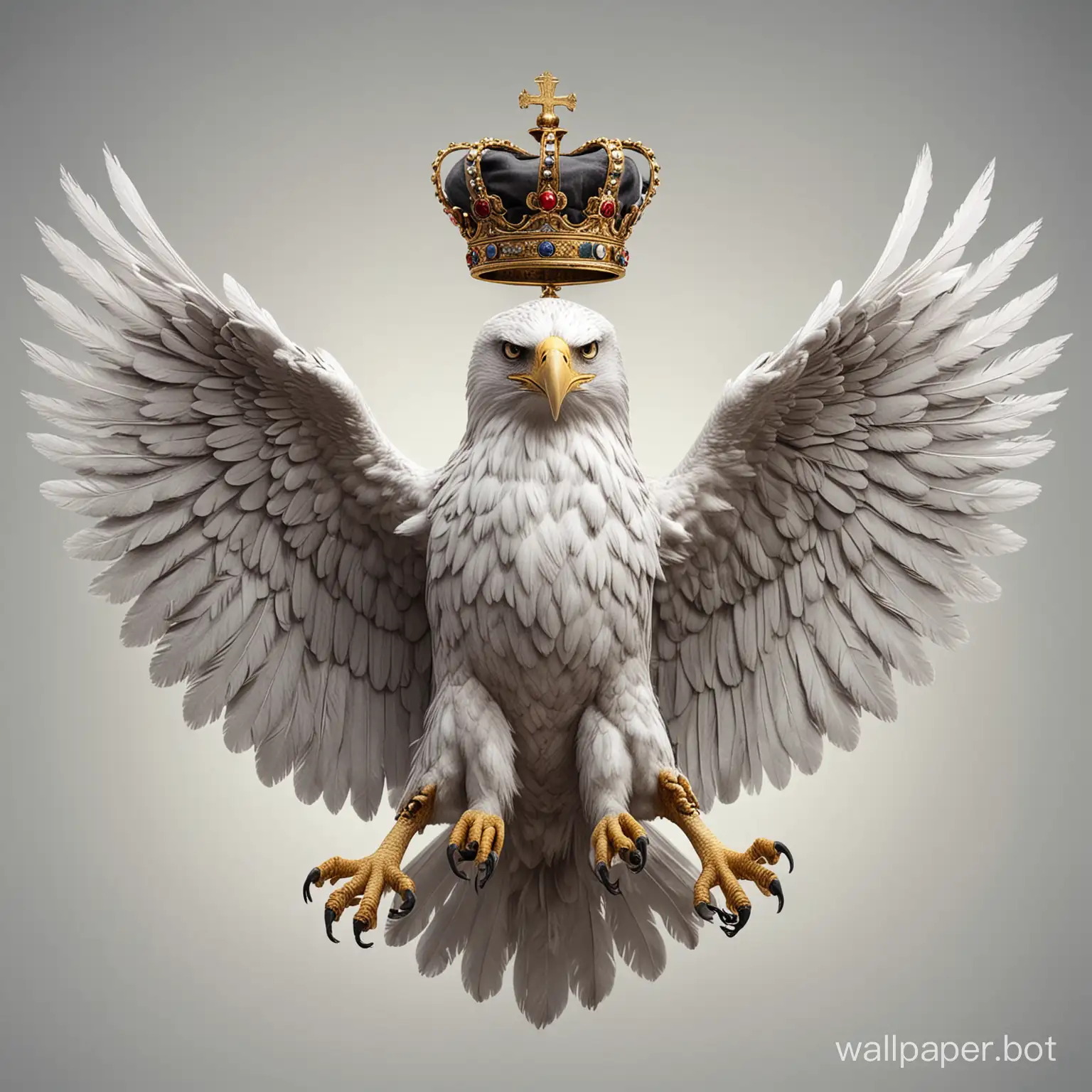 soaring two-headed white-headed eagle
in crowns