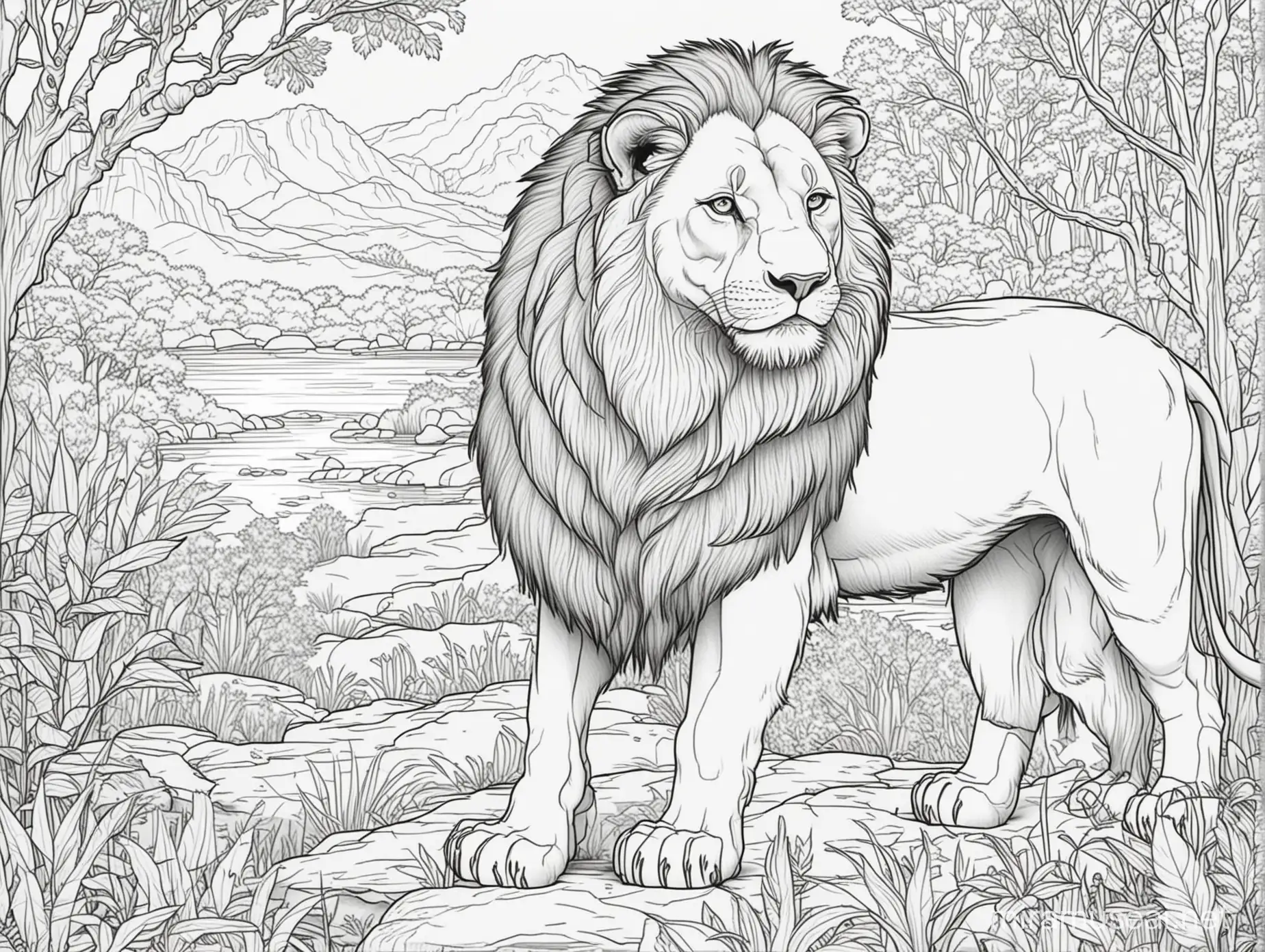 Cartoon Lion Coloring Page Fun Activity for Kids