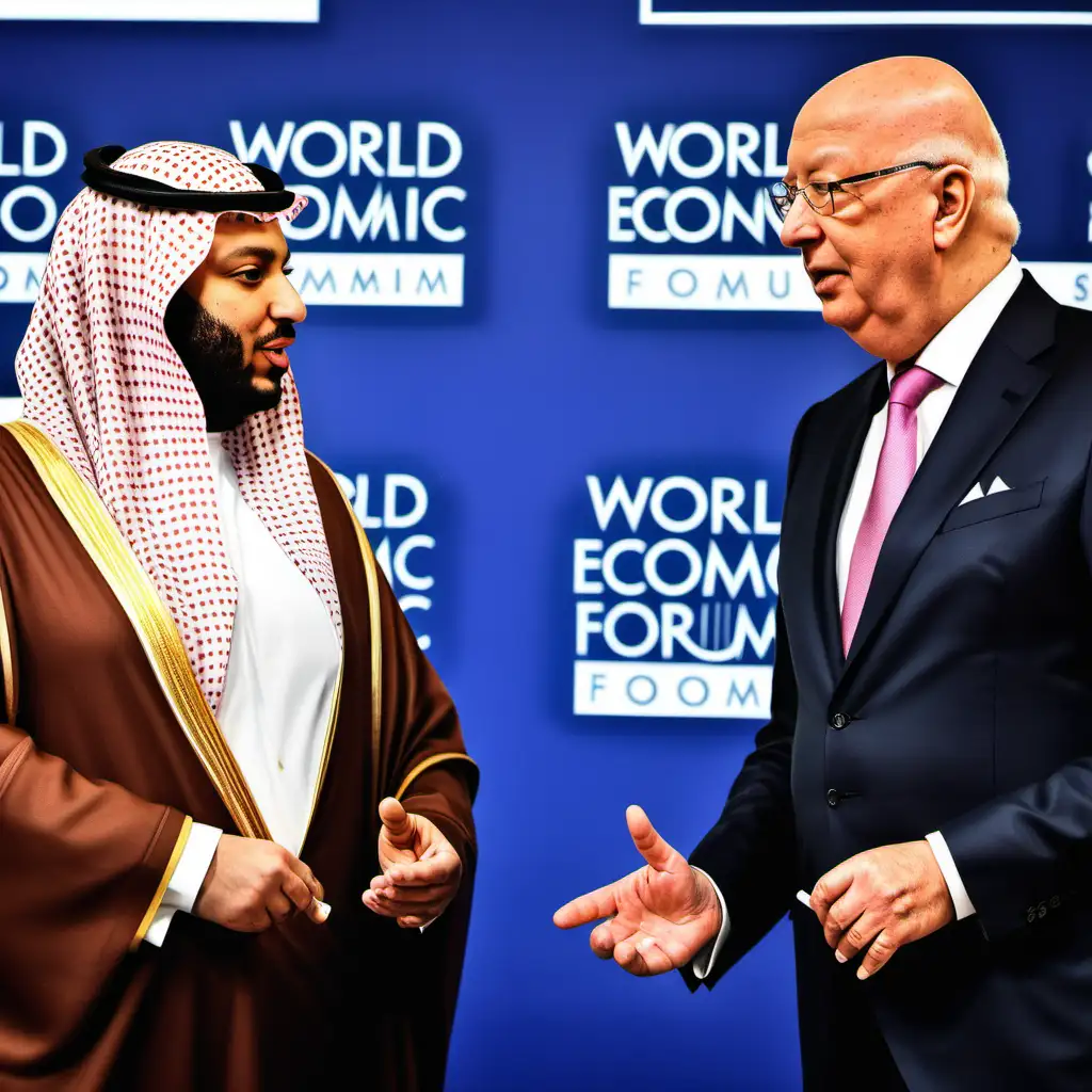 Mohammed bin Salman and Klaus Schwab Discussing Global Economy at World Economic Forum