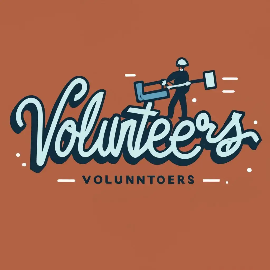 logo, workers, with the text "Volunteers", typography, be used in Construction industry