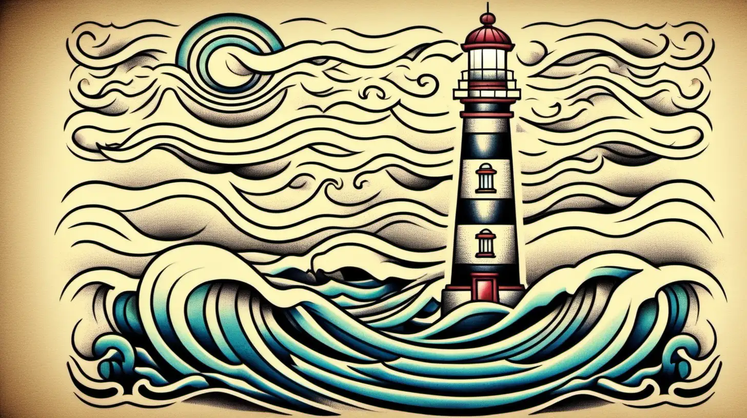 Timeless Traditional Lighthouse Tattoo Design