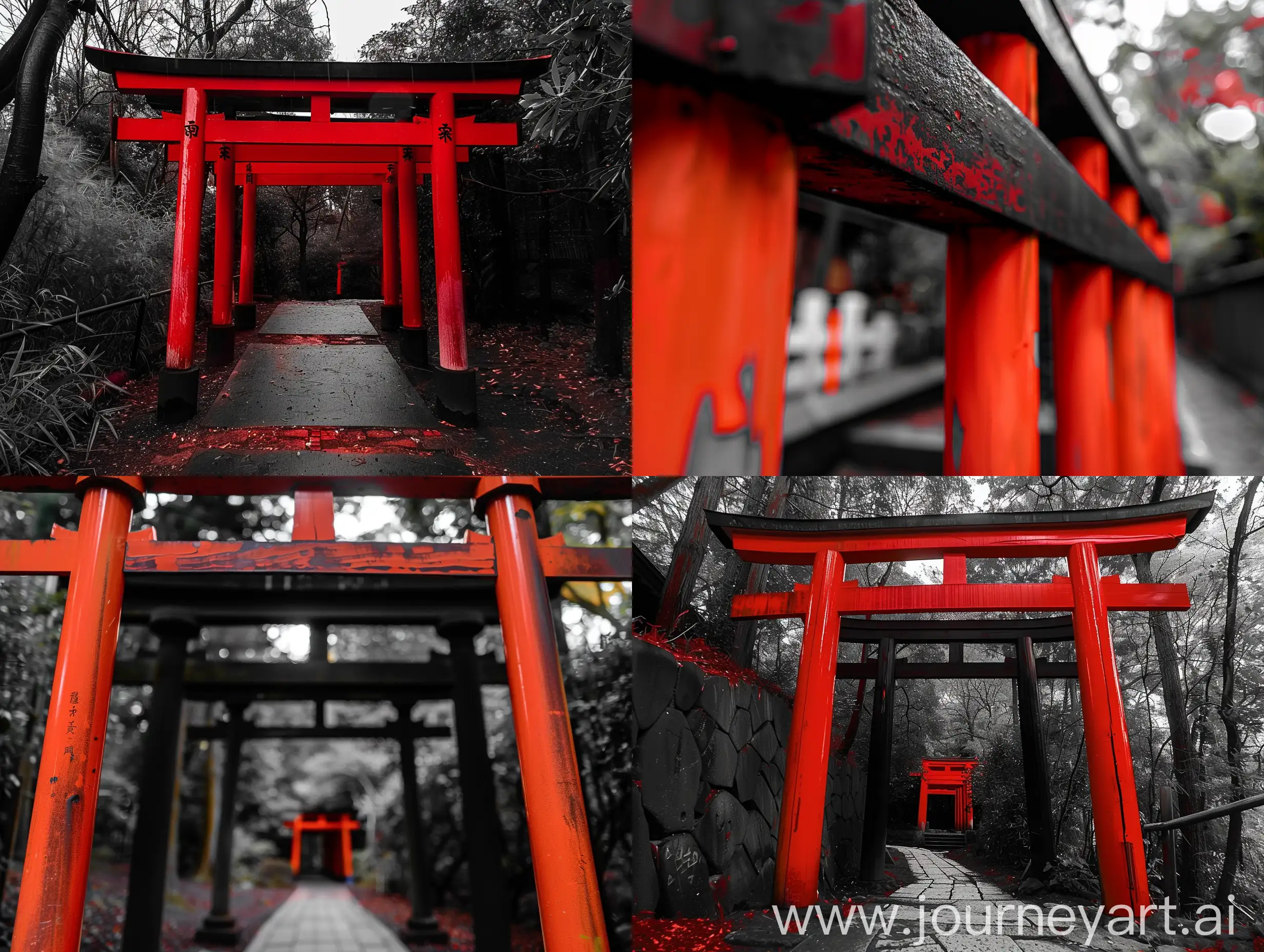 japanese torii, black and red
