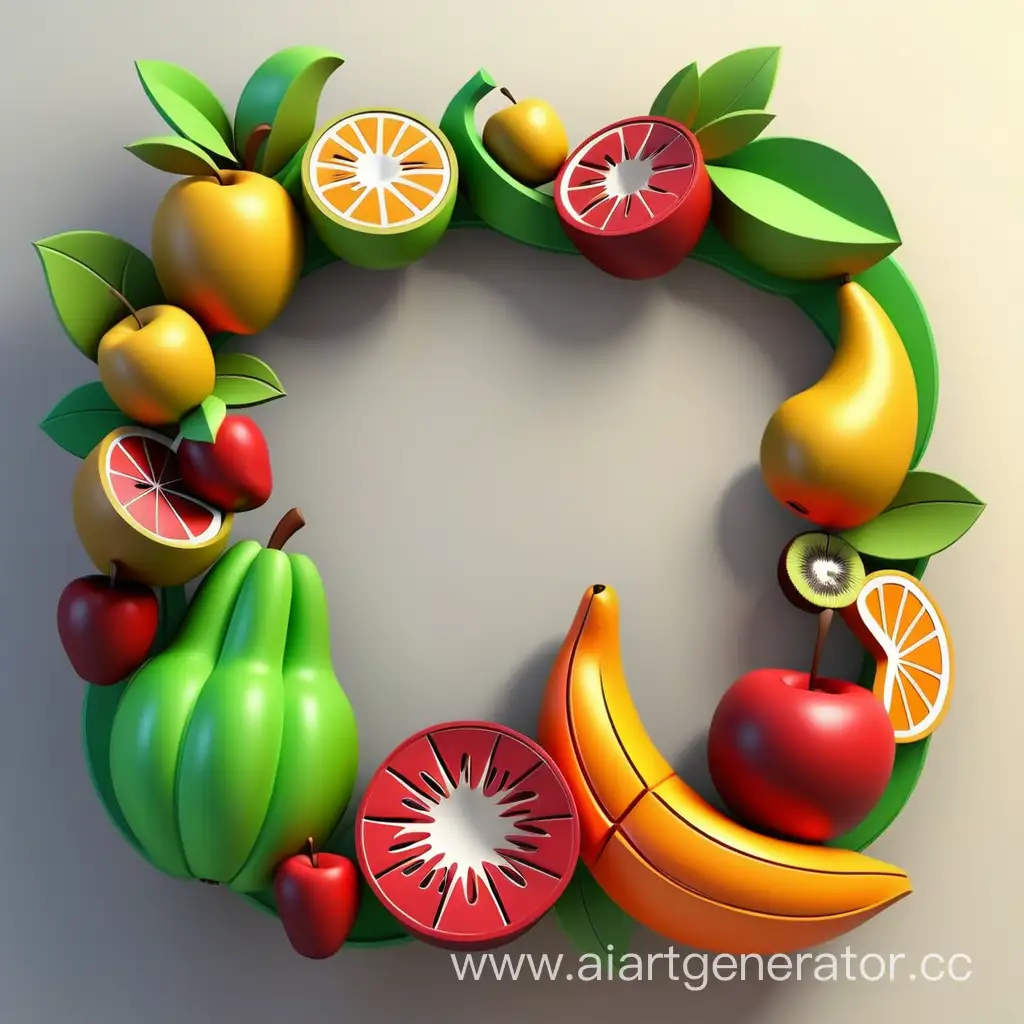 Vibrant-3D-Fruit-Frame-Logo-Design-for-a-Fresh-Appeal