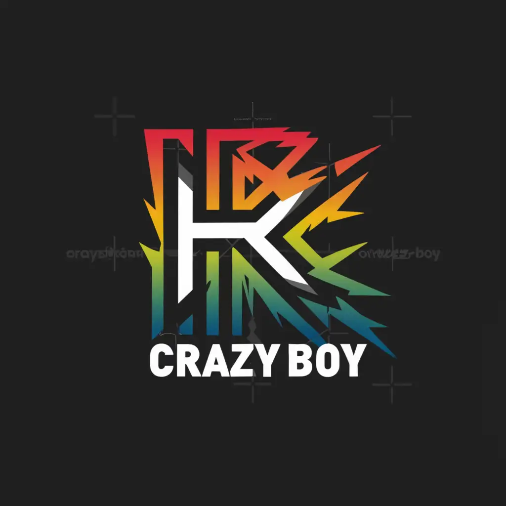 a logo design,with the text "RNK CRAZY BOY", main symbol:R,Moderate,be used in Internet industry,clear background