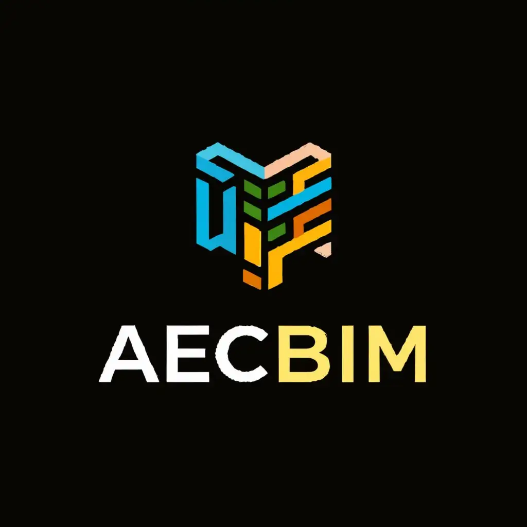 a logo design,with the text "Aecbim", main symbol:BIM modeling,Moderate,clear background