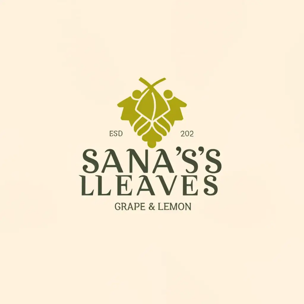 a logo design,with the text "Sana's leaves, Grape leaves, lemon", main symbol:Grape leaves, LEMOM, made with love,Moderate,be used in Restaurant industry,clear background