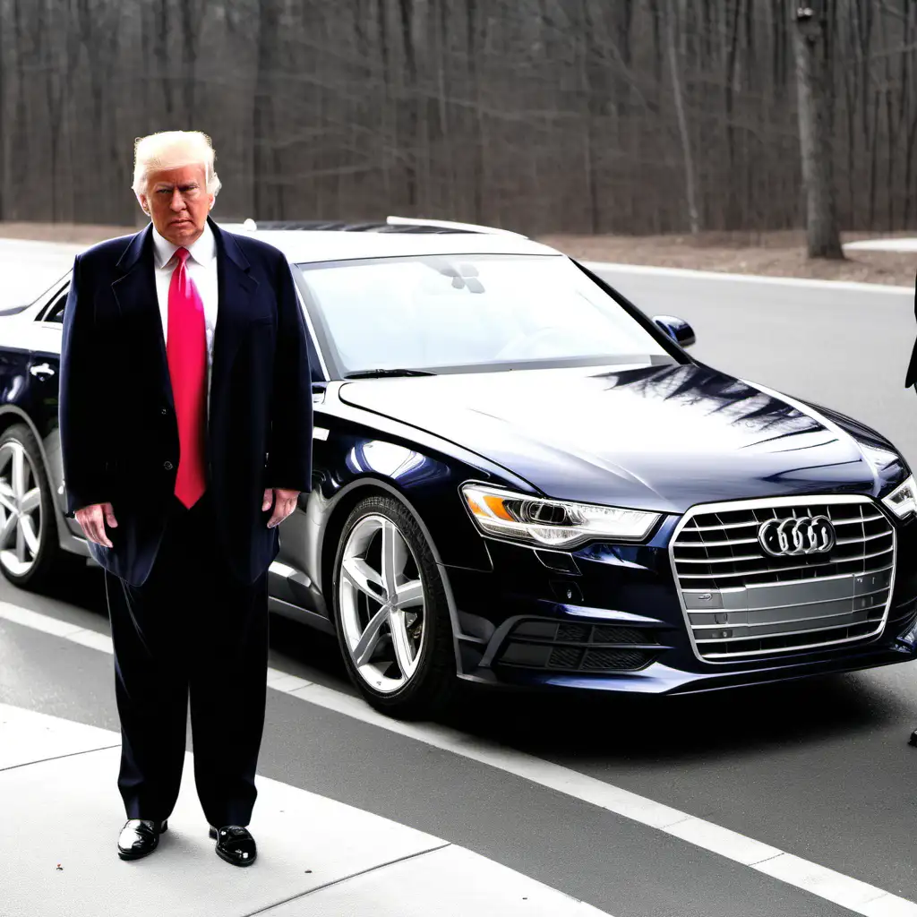 Donald Trump Posing Beside a Sleek Audi A6