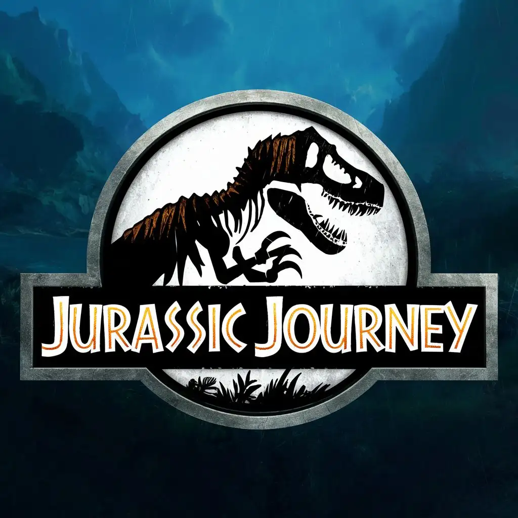 logo, dinosaur, with the text "Jurassic journey", typography, be used in Entertainment industry