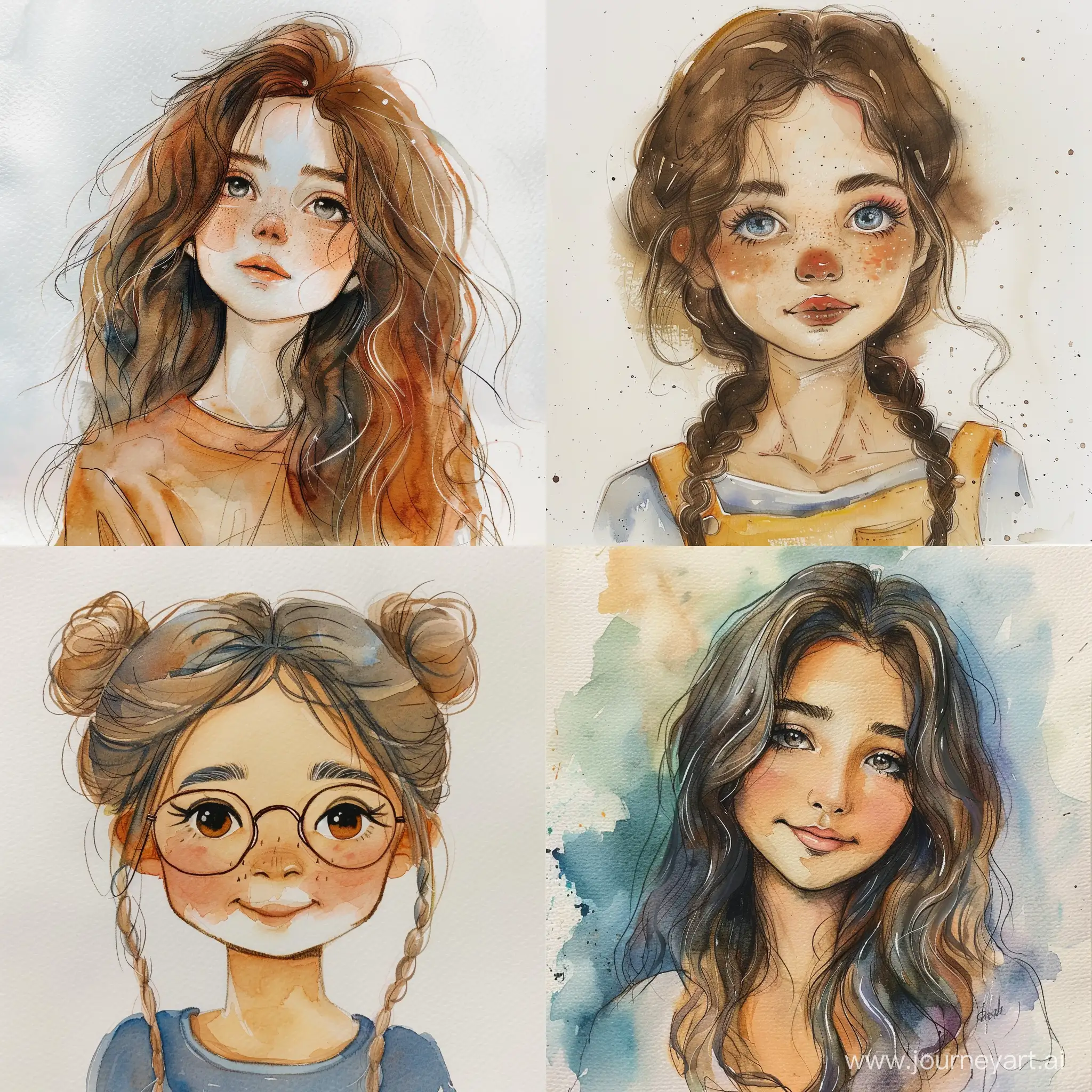 Adorable-Watercolor-Portrait-of-a-Charming-Girl