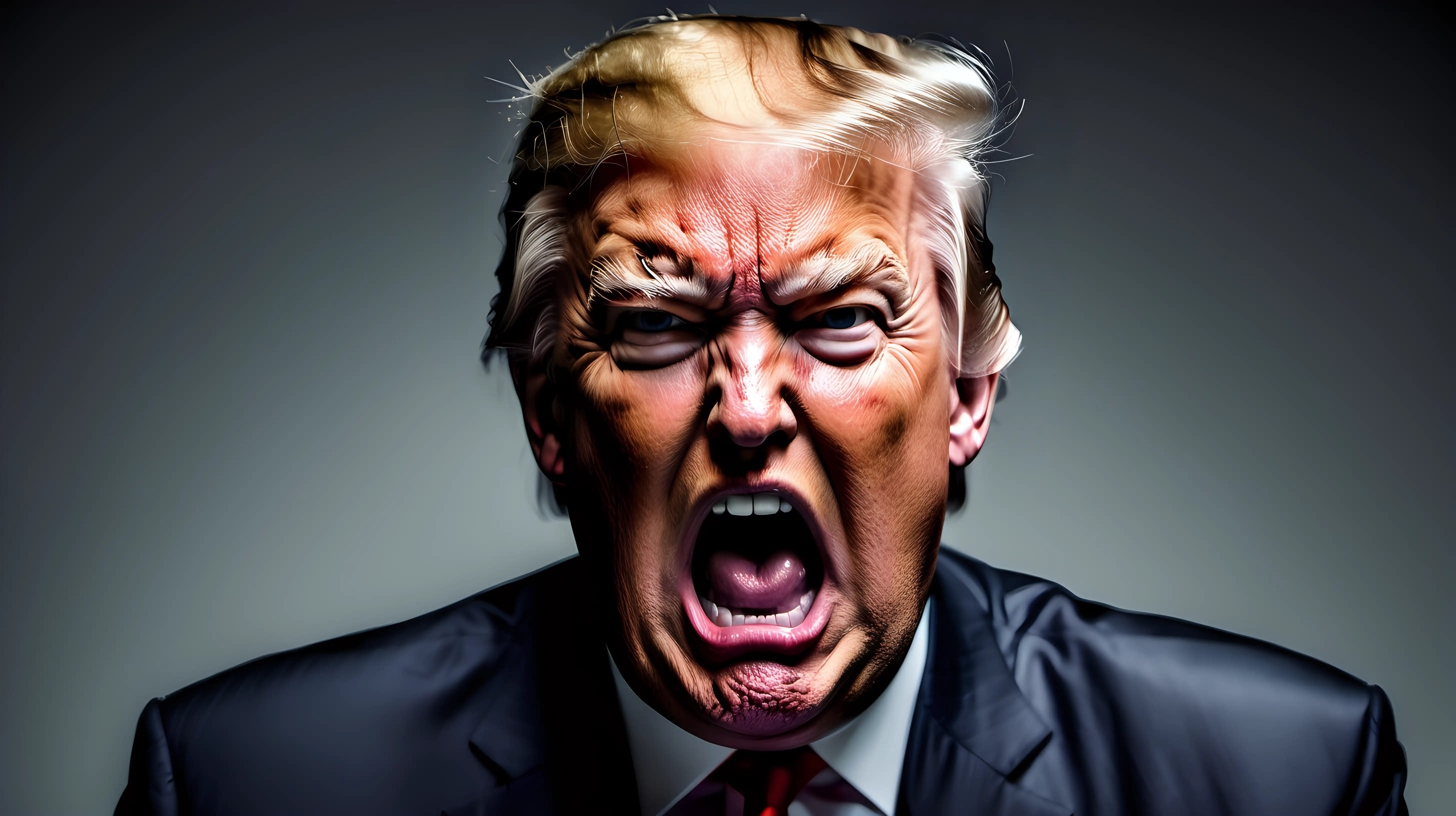 Donald Trump with an angry face in a post modern theme
