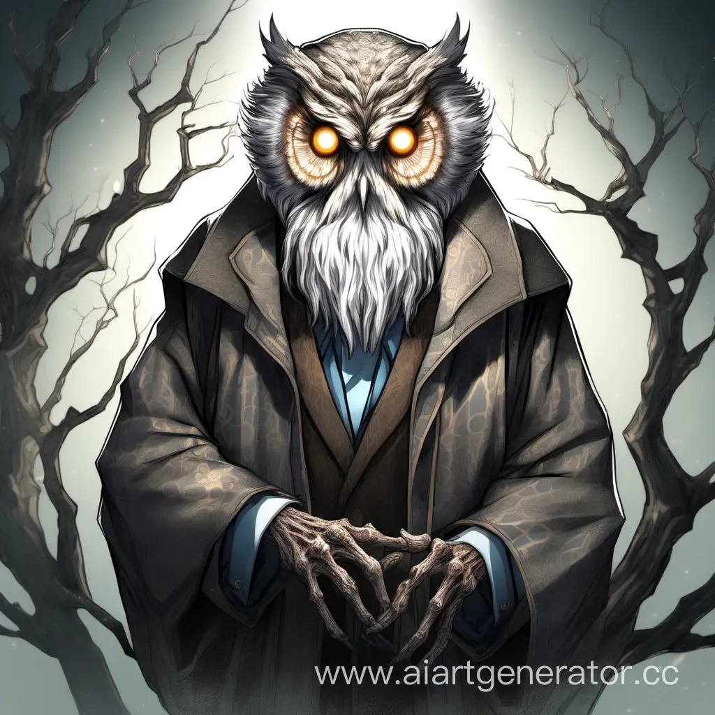 The lingering soul owl  humanoid old man