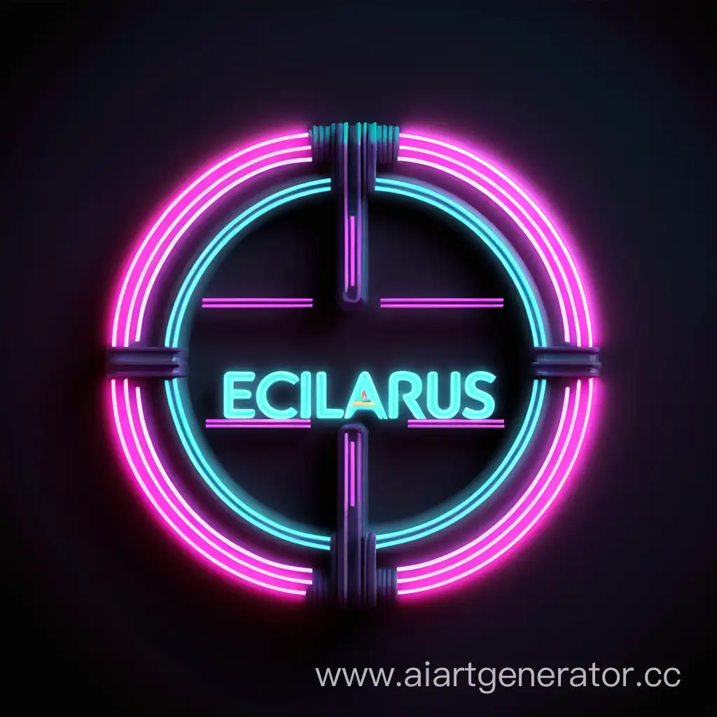 неоновый фон и на нём написано "Ecilarus"