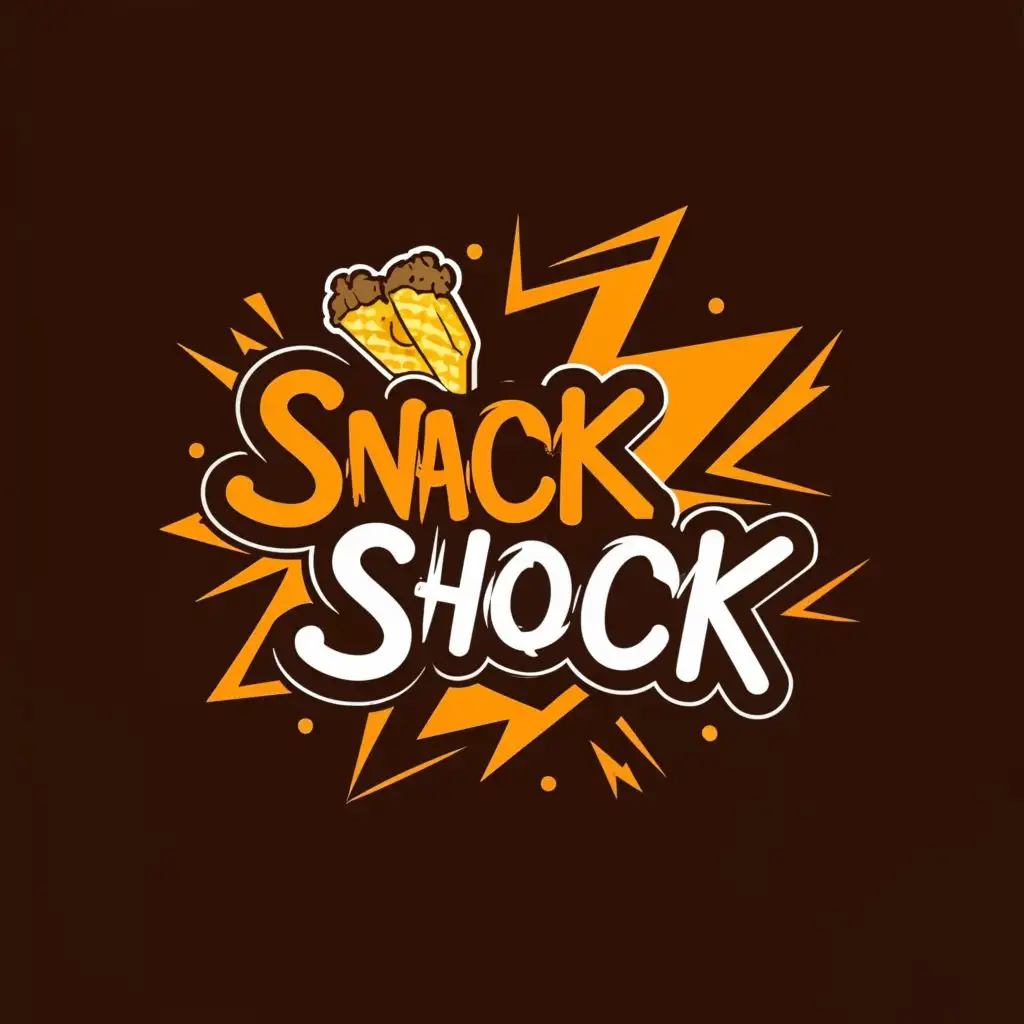 LOGO-Design-For-Snack-Shock-Simple-Lightning-Bolt-with-Food-and-Drink-Icon