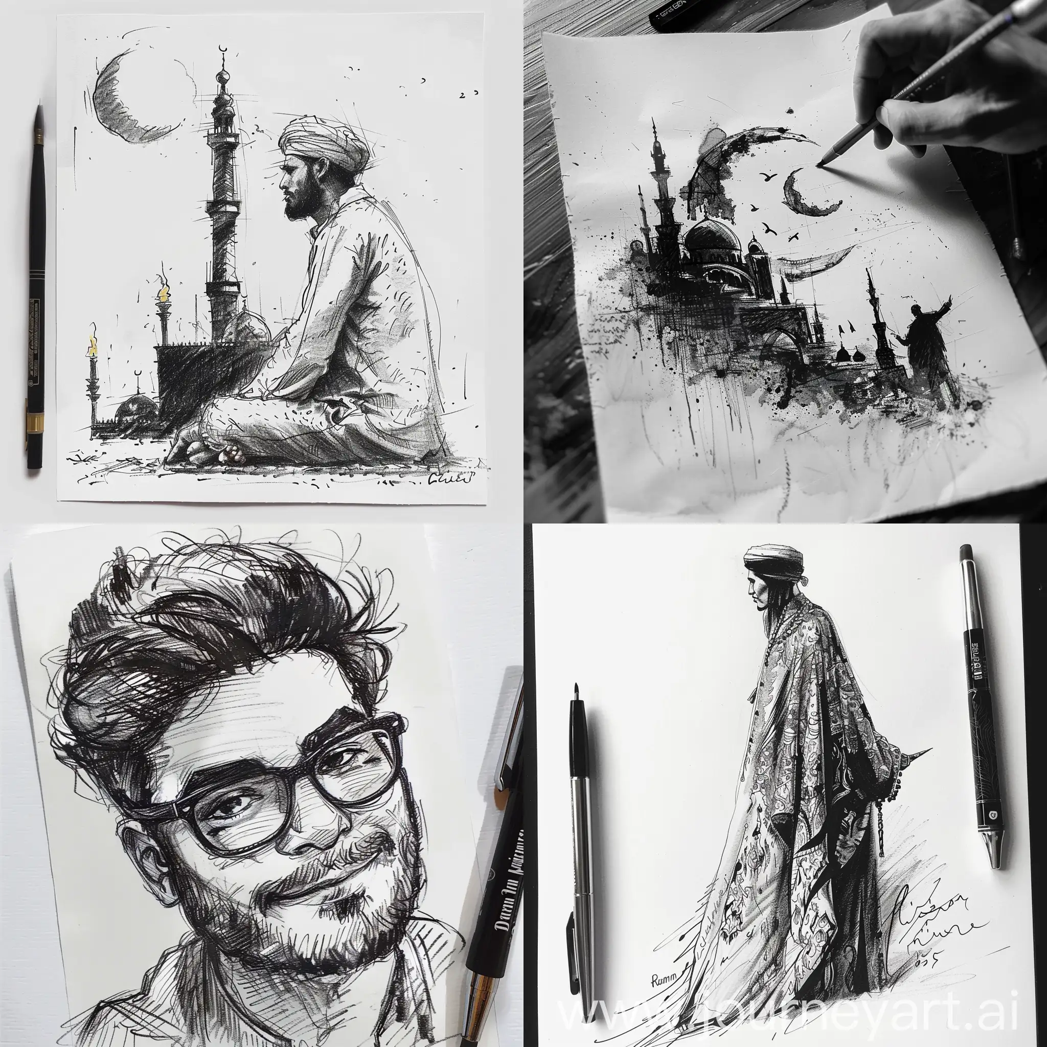 Ramadan-Kareem-Victor-Sketch-Drawing-Illustration-of-Peaceful-Celebration