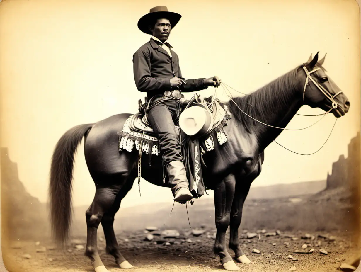Historical Depiction of a Black Cowboy in 1870 Authentic Portrait of a Frontier Trailblazer