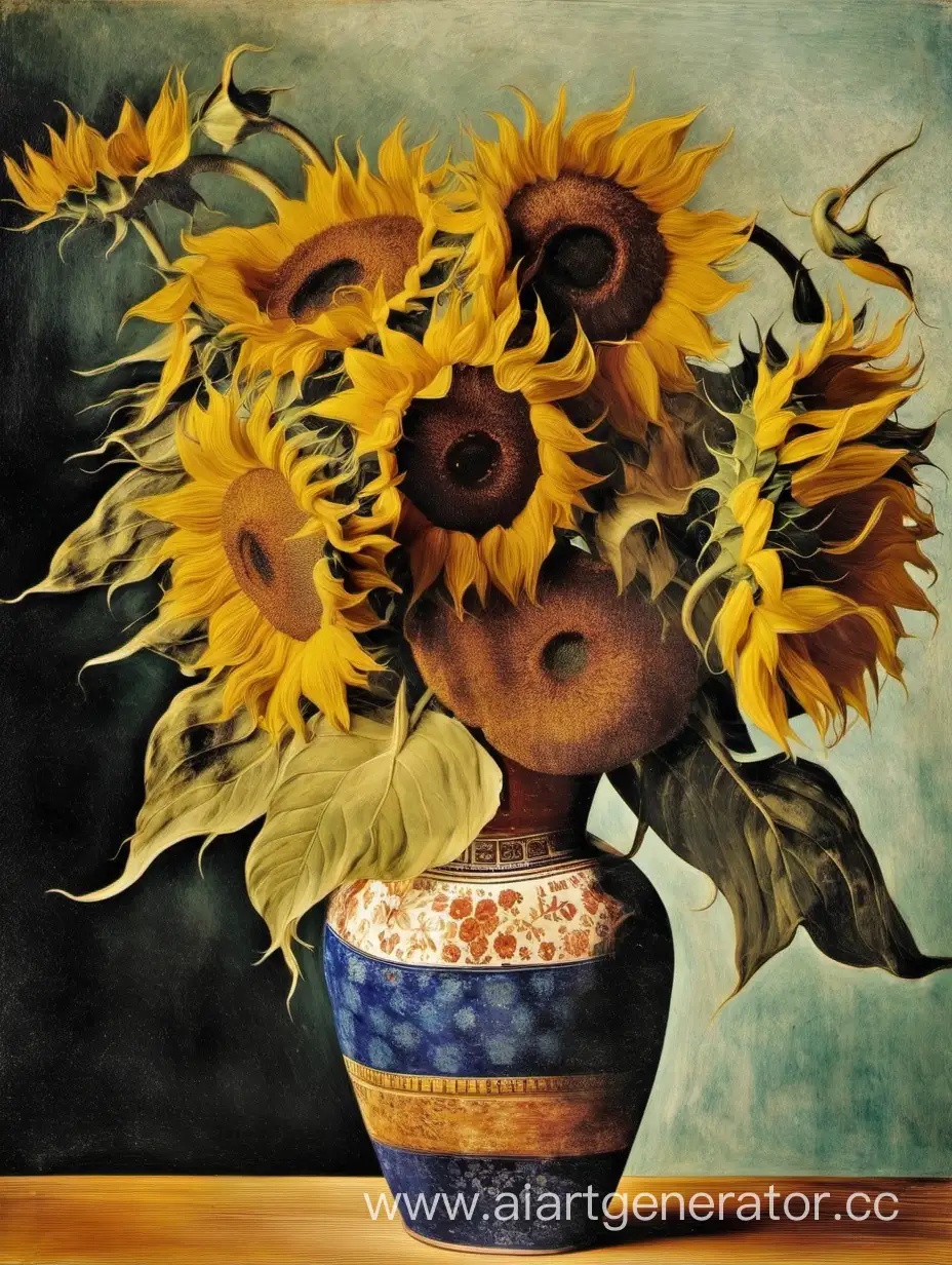 Bright-Sunflowers-in-Elegant-Vase-Floral-Still-Life-Art