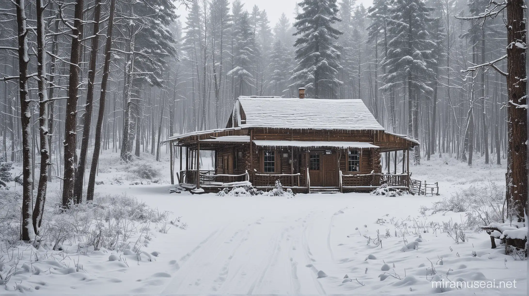Winter Wonderland Saloon in Snowy Forest