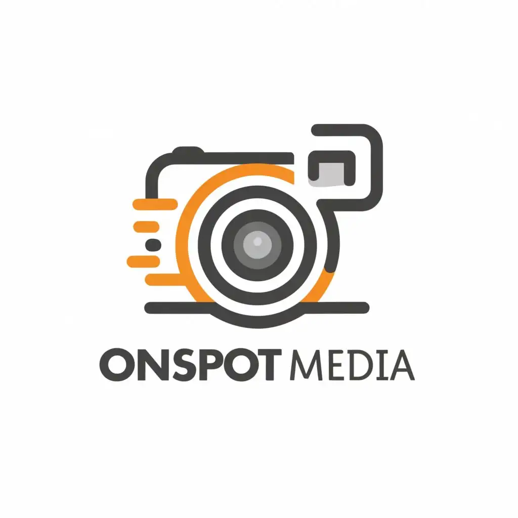 logo, camera, with the text "Onspot Media", typography
