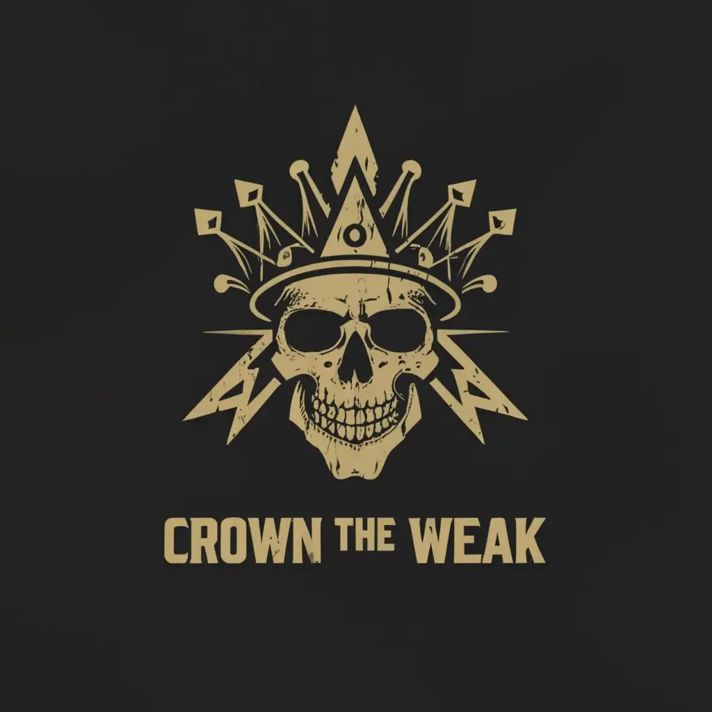 a logo design,with the text "Crown the Weak", main symbol:detailed skull and seven pointed crown,complex,be used in Entertainment industry,