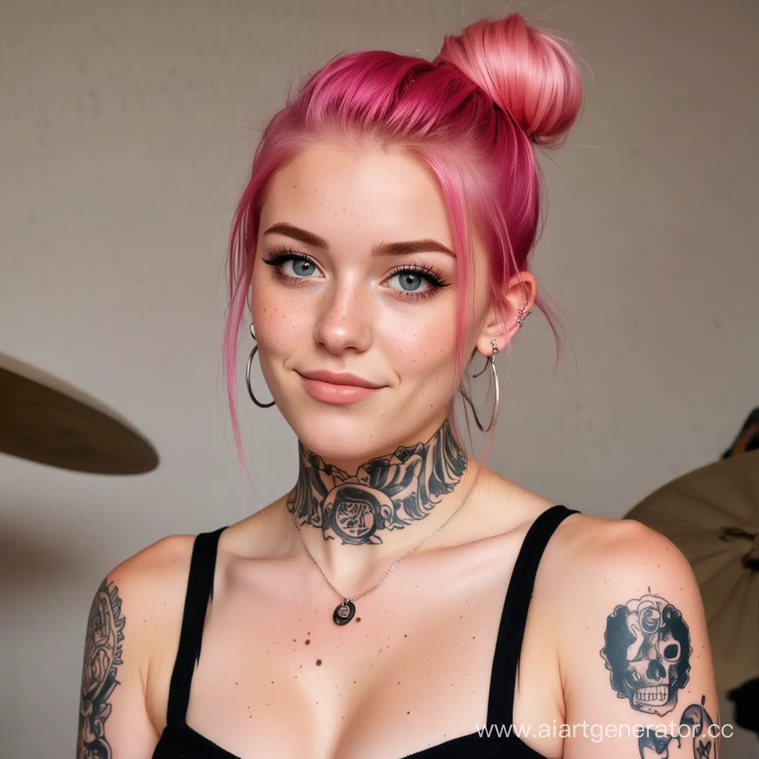 Teenage-Girl-with-Pink-Hair-Playing-Drums-with-Piercings-and-Tattoos