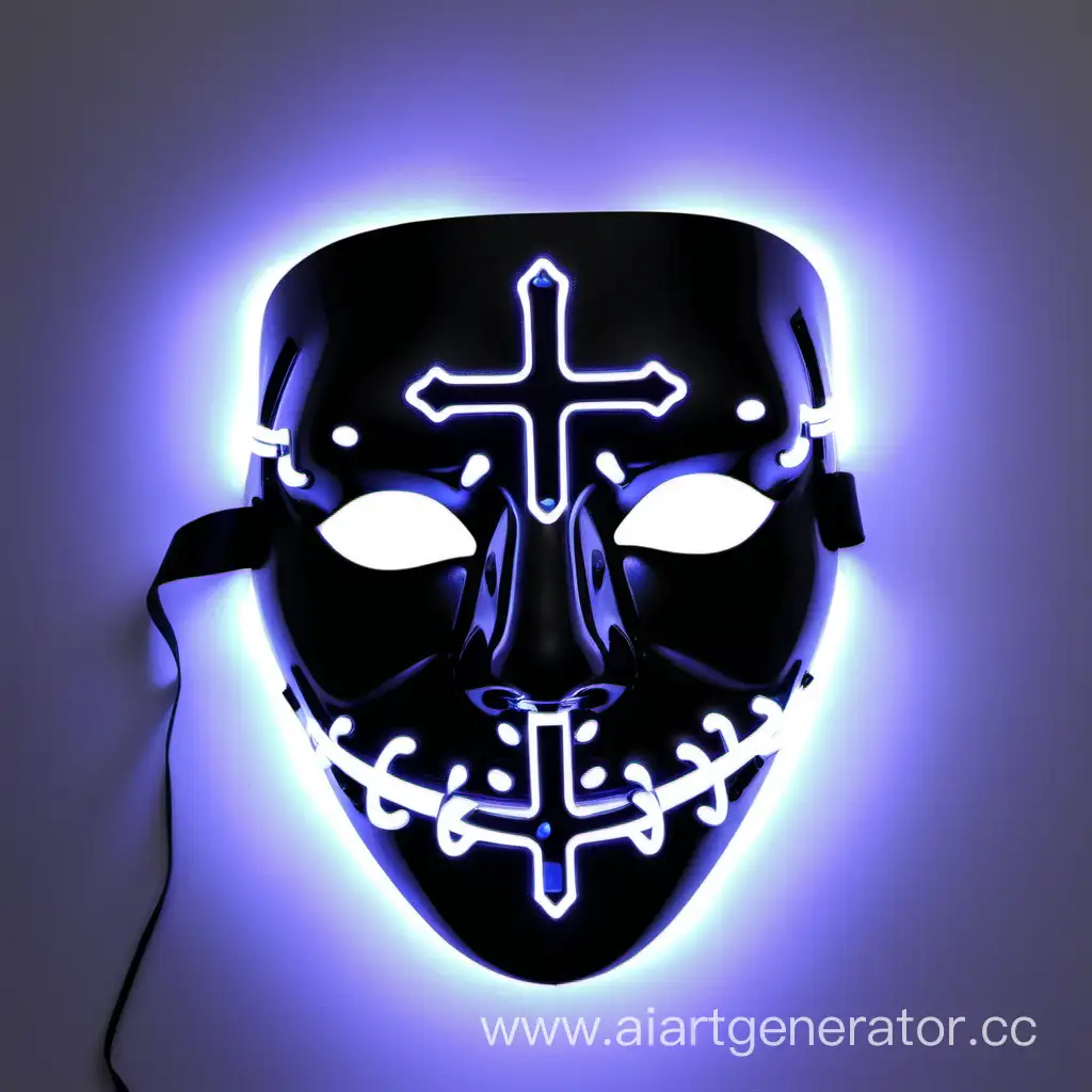 сделай дизайн чёрной светодиодной маски крестики вместо глаз
