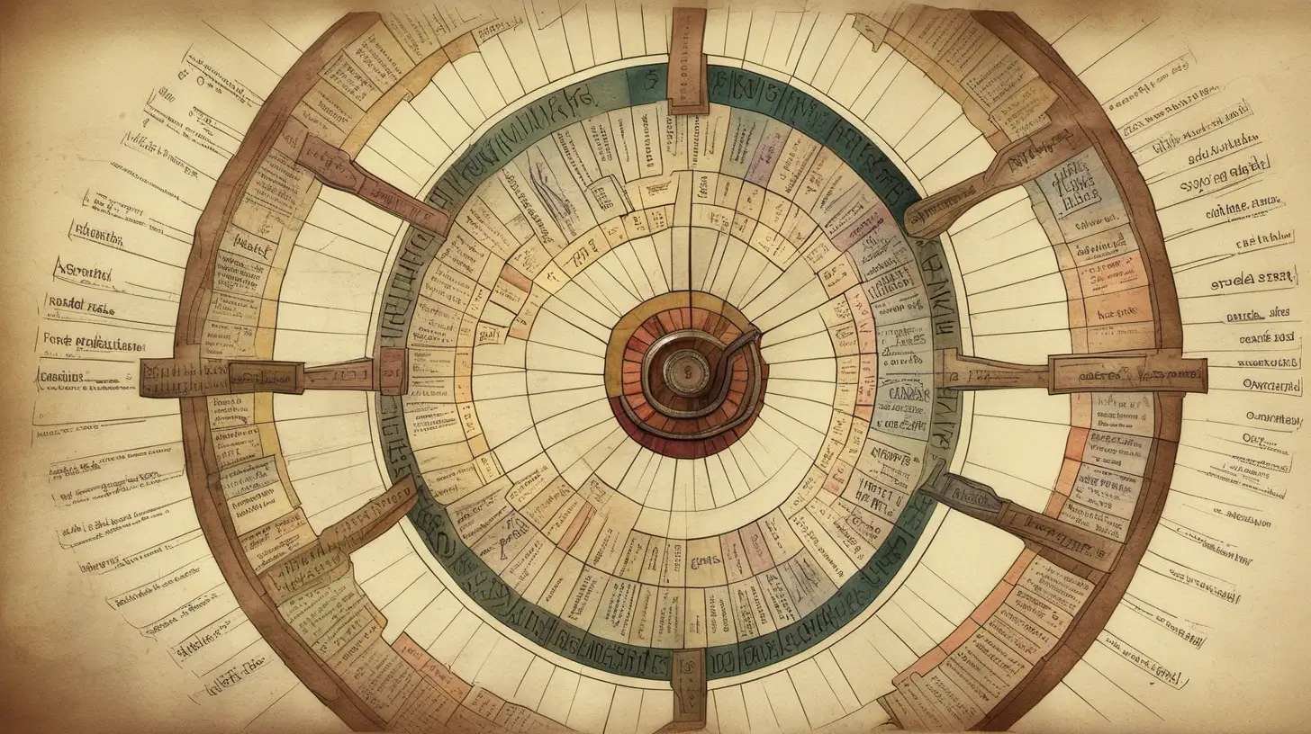 Astrological Wheel with Ethereal Words in Muted Hues
