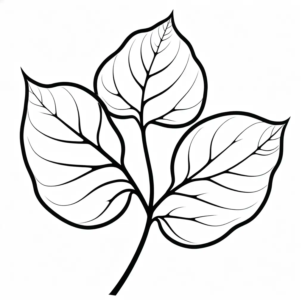 Rose Leaf Outline on White Background