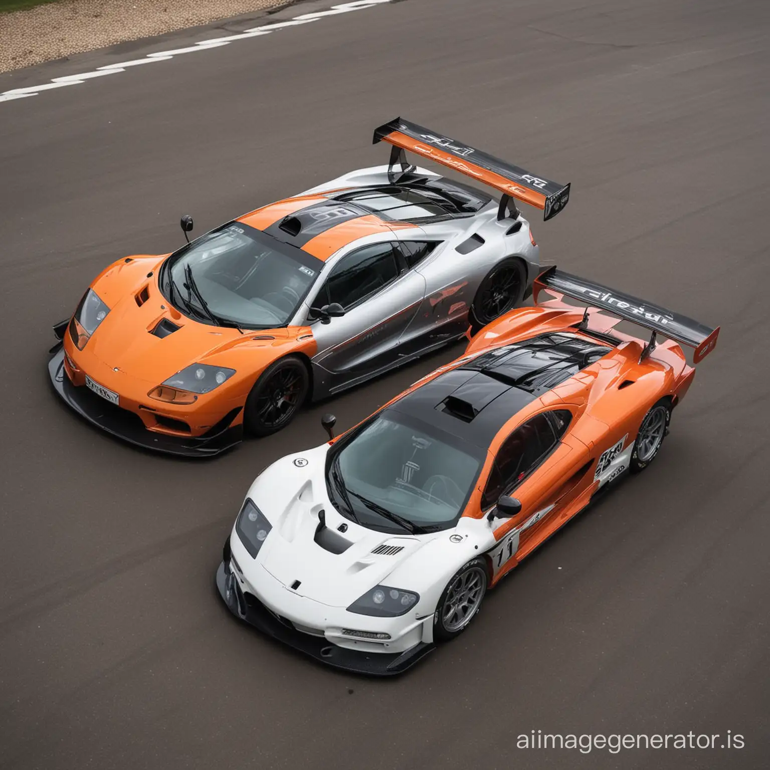 mclaren f1 gtr short tail and mclaren f1 gtr long tail side by side