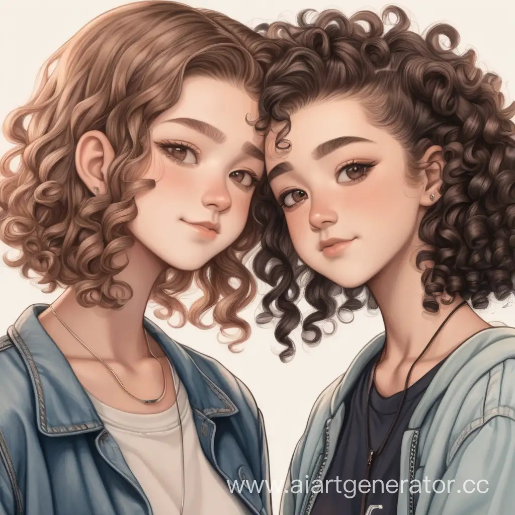 Lesbian-Couple-with-Stylish-Hair-Straight-and-Curly-Elegance