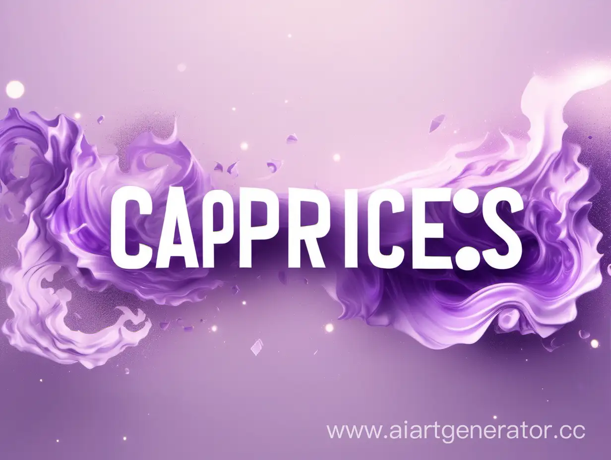 Шапка для канала YouTube с названием Caprices. Фон в светлых тонах фиолетового.