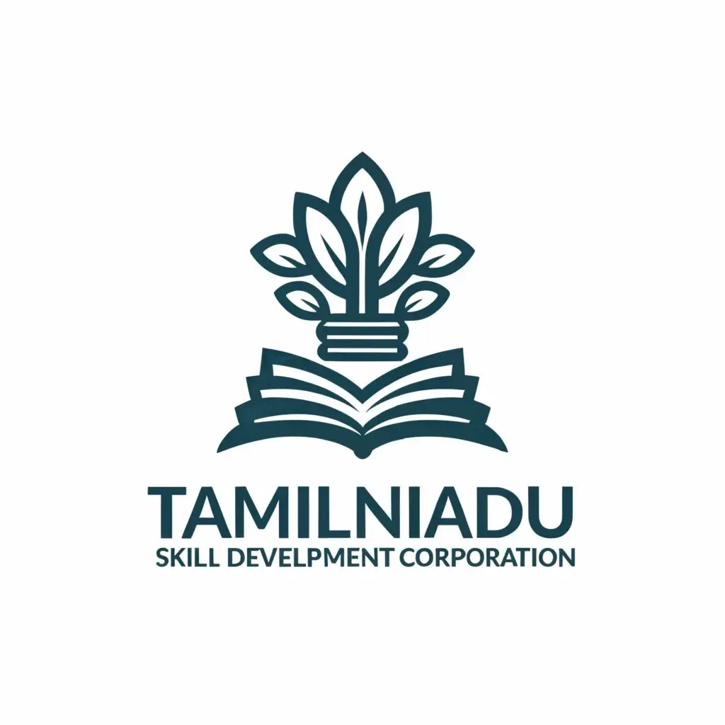 a logo design,with the text "Tamilnadu skill development corporation", main symbol:The logo should prominently feature elements representing education, skill development, and success. This could include symbols such as books, gears (representing skill development and progress), and a rising graph or a trophy (symbolizing success and achievement).,complex,be used in Education industry,clear background