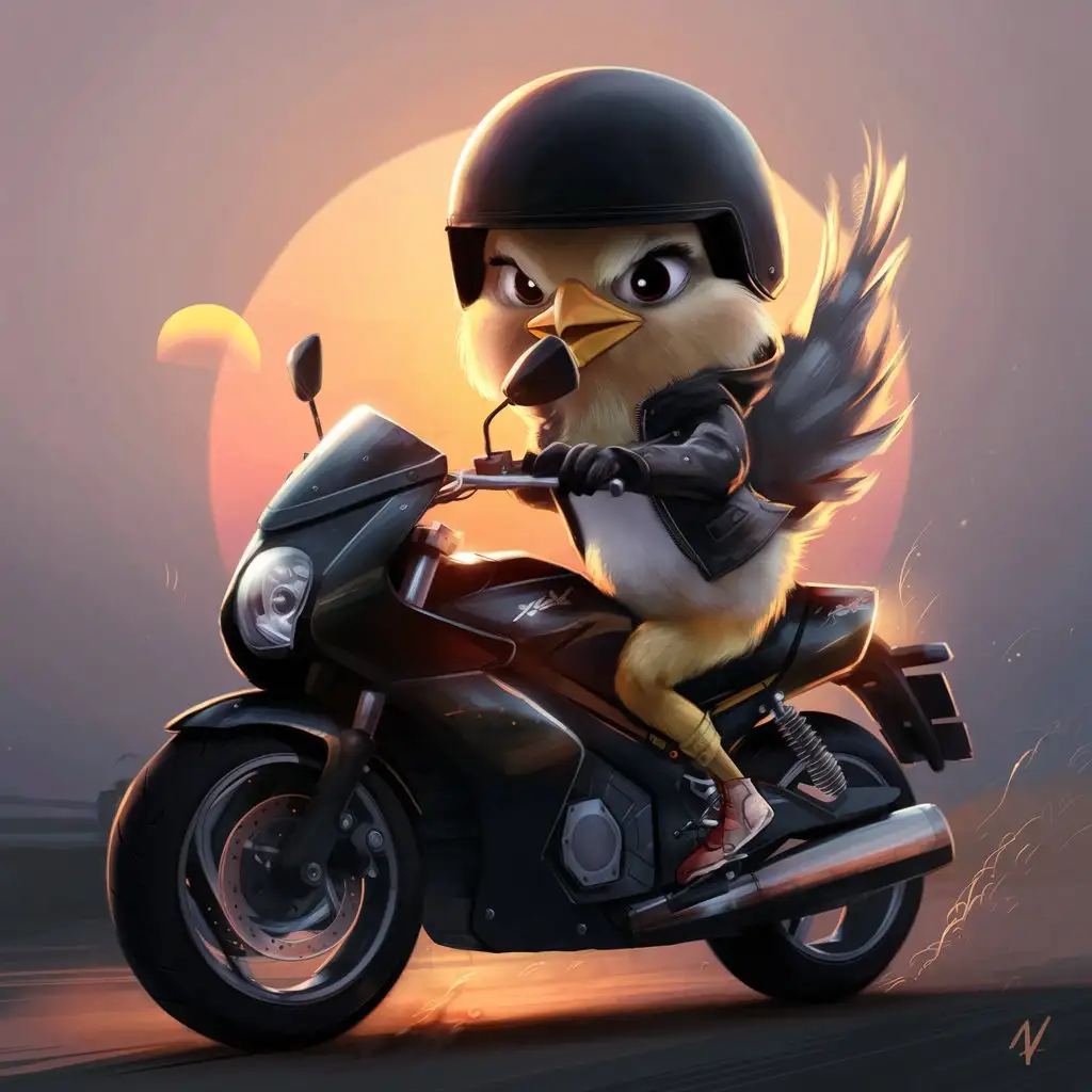 Adventurous Chick Riding a Motorbike Through the Countryside
