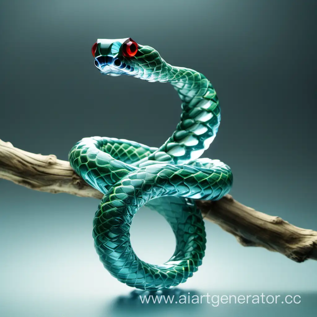 snake from glass sitting on a branch
