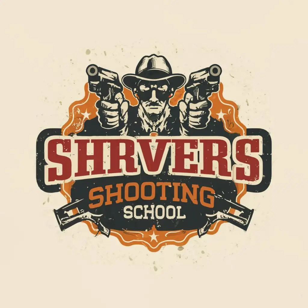 logo, Pistol, with the text "Shrivers Shooting School", typography, be used in Education industry