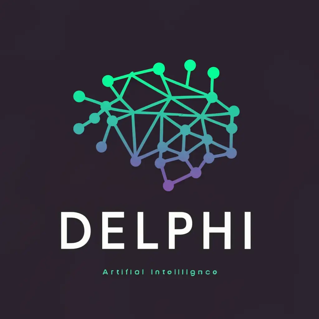a logo design,with the text "DELPHI", main symbol:artificial intelligence,Moderate,be used in Technology industry,clear background