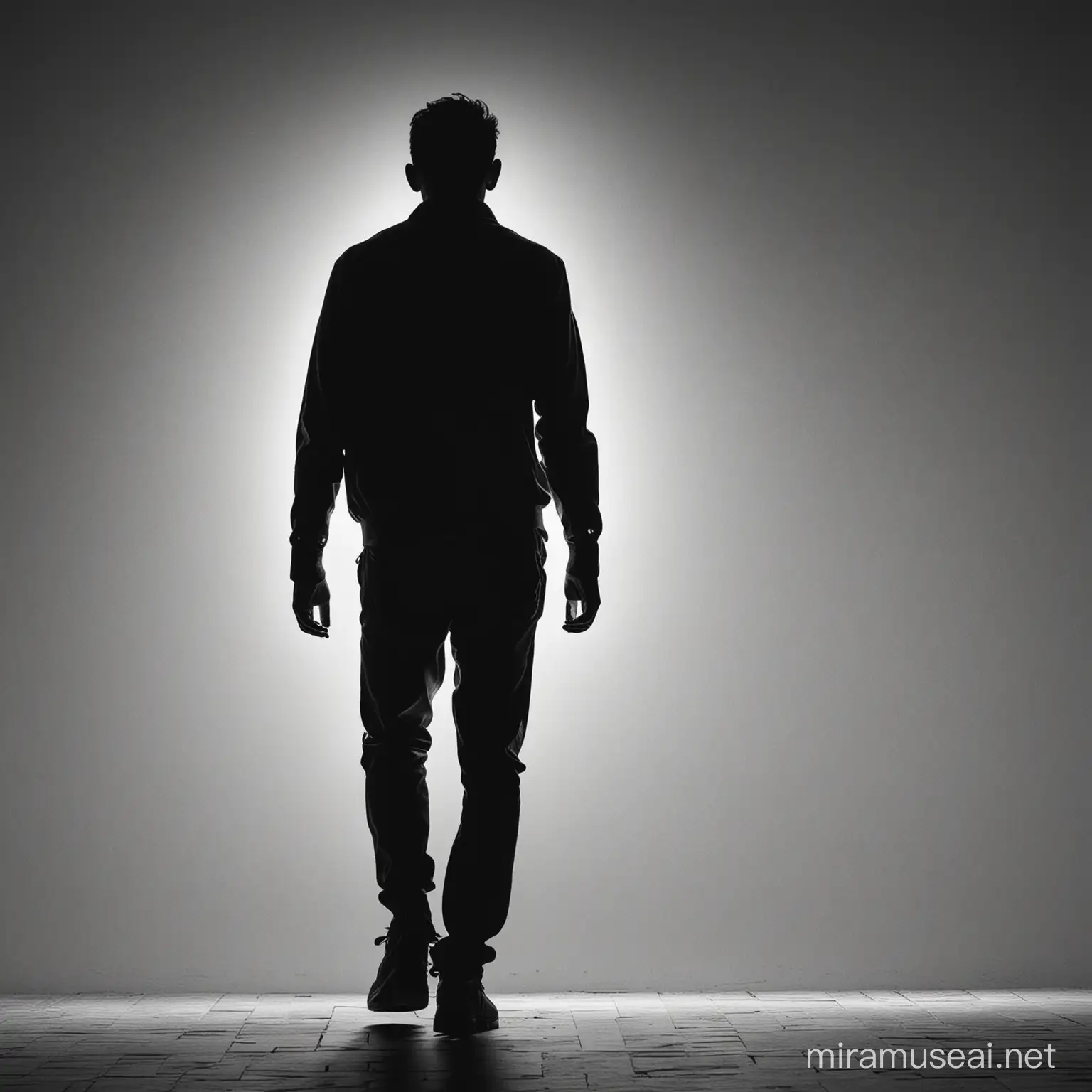 Charismatic Figure Walking with Silhouette