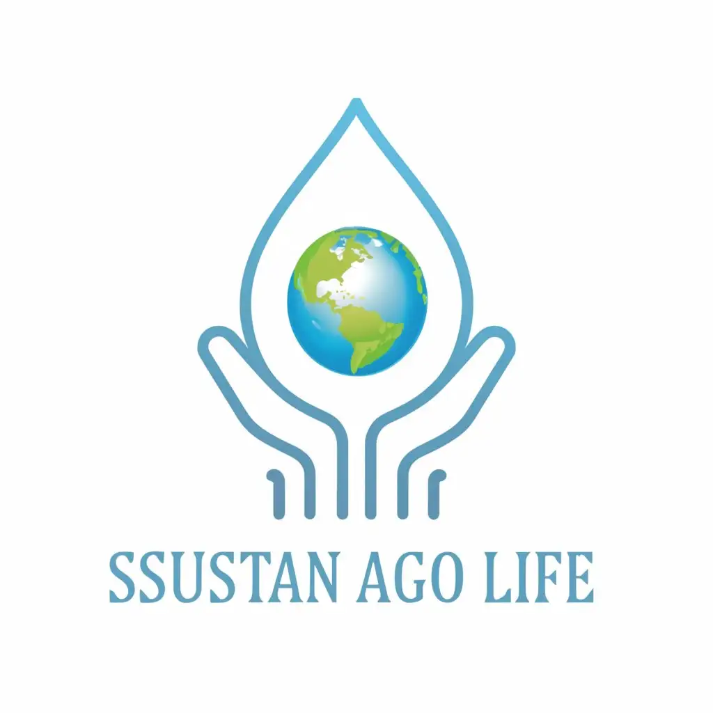 a logo design,with 
", main symbol:light skin hands holding a large water drop that is blue, inside the water drop is an image of the round globe,Moderate,clear background