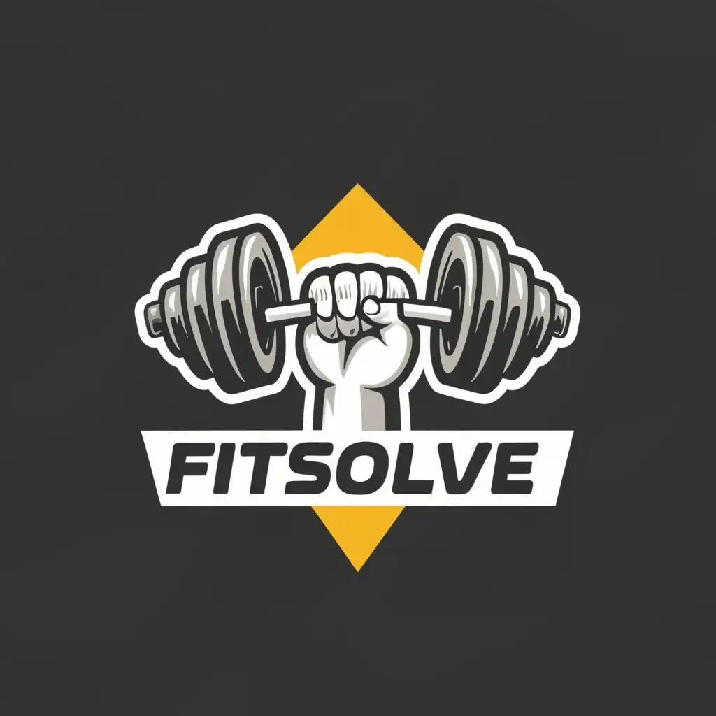 logo, dumbell, with the text "FitSolve", typography, be used in Sports Fitness industry