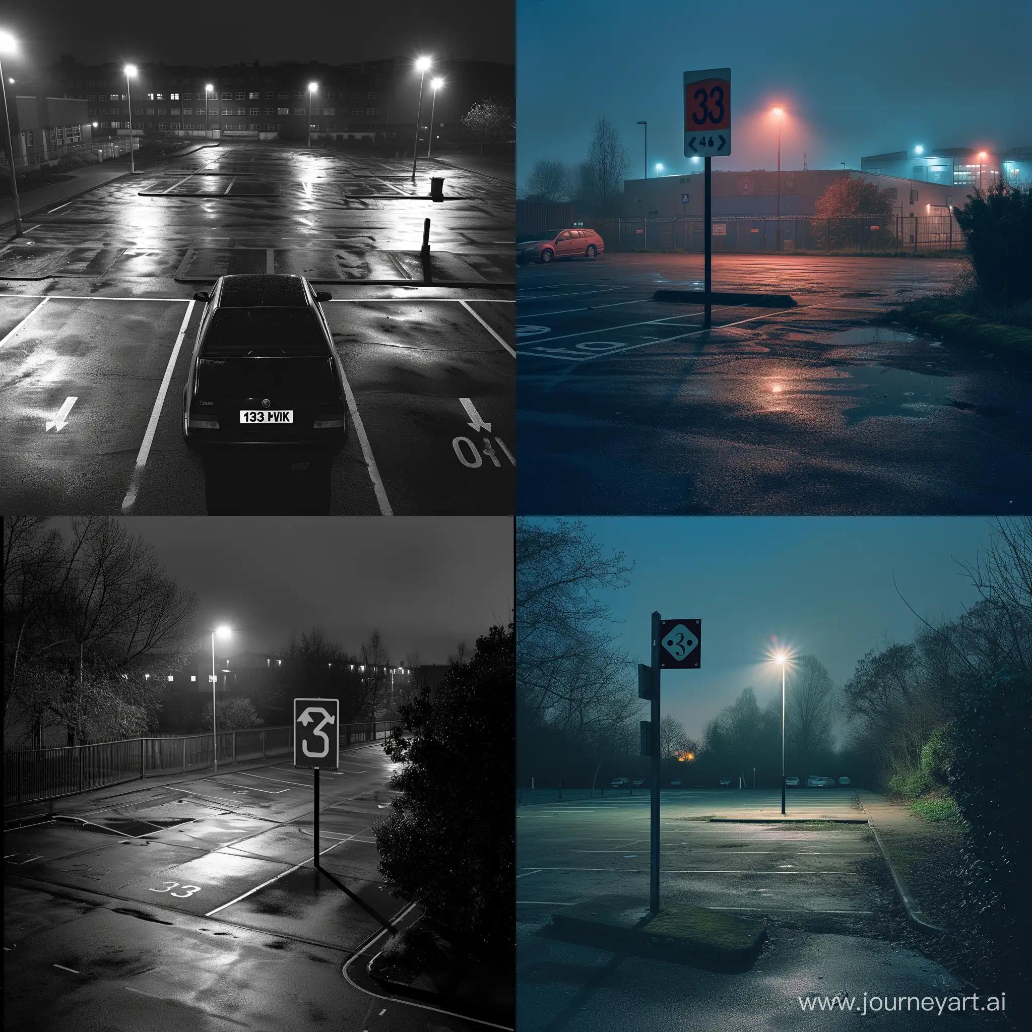 Quiet-Night-Scene-at-School-Car-Park