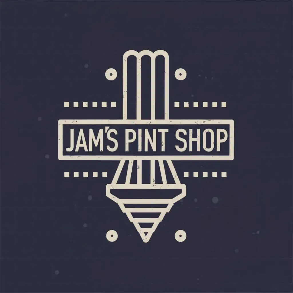 logo, 3D Printer Nozzle, with the text "Jam's Print Shop", typography