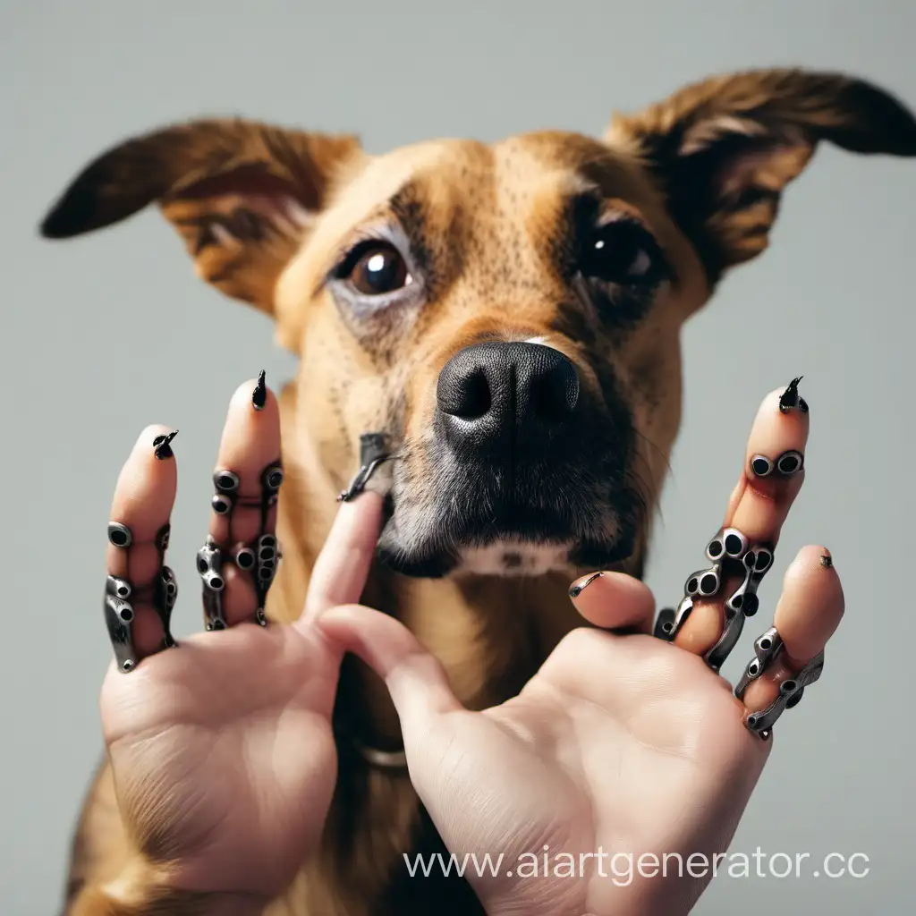 Собака с пальцами человека